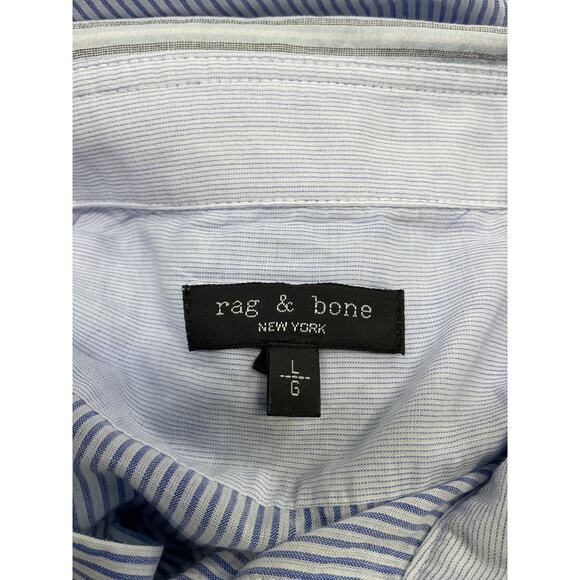 Rag & Bone 'Diana' Blue Cotton Striped Shirt Size L - Picture 4 of 5